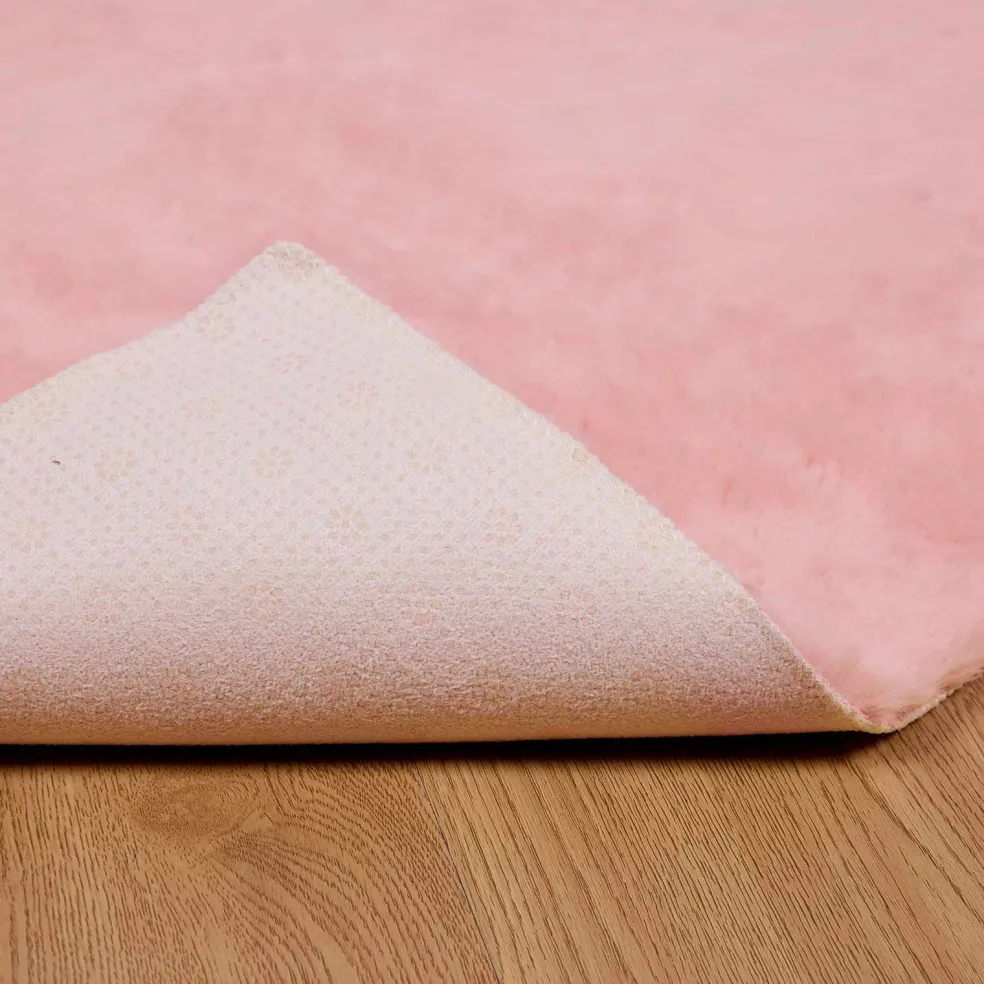 vidaXL Antislip vloerkleed van imitatie konijnenbont OLITE Roze