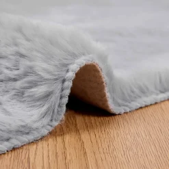 vidaXL Antislip vloerkleed van imitatie konijnenbont OLITE Grijs