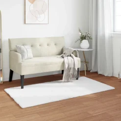 vidaXL Antislip vloerkleed van imitatie konijnenbont OLITE Wit