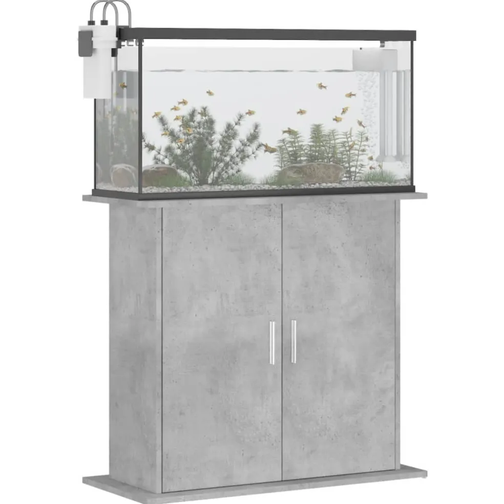 vidaXL Aquariumstandaard Betongrijs 81x36x73 cm Bewerkt hout