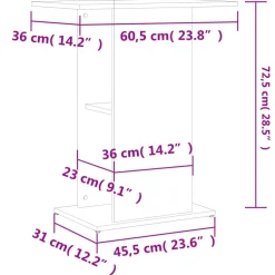 vidaXL Aquariumstandaard Sonoma Eiken 60,5x36x72,5 cm Bewerkt Hout