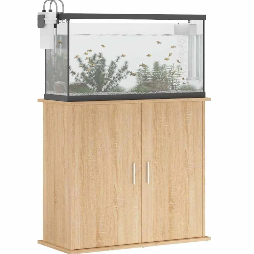 vidaXL Aquariumstandaard Sonoma Eiken 81x36x73 cm Bewerkt Hout