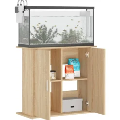 vidaXL Aquariumstandaard Sonoma Eiken 81x36x73 cm Bewerkt Hout