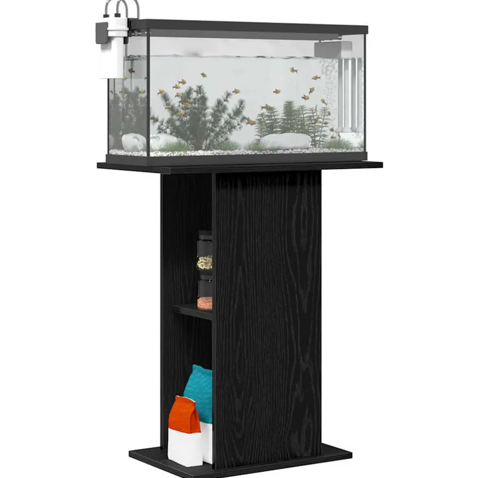 vidaXL Aquariumstandaard 60,5x36x72,5 cm spaanplaat zwart eikenkleurig