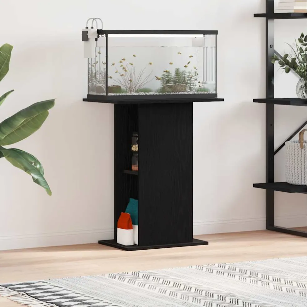vidaXL Aquariumstandaard 60,5x36x72,5 cm spaanplaat zwart eikenkleurig