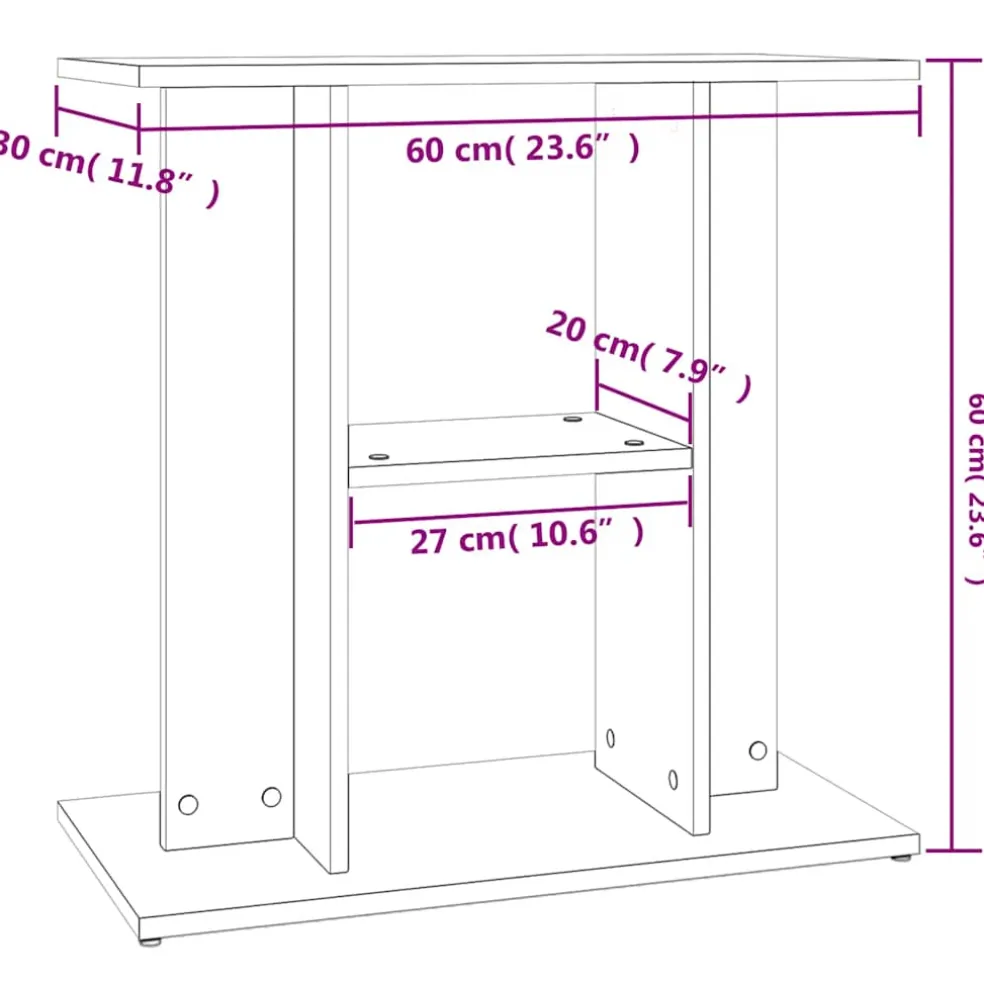vidaXL Aquariumstandaard 60x30x60 cm bewerkt hout wit