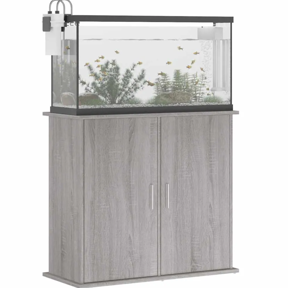 vidaXL Aquariumstandaard 81x36x73 cm bewerkt hout grijs sonoma eiken