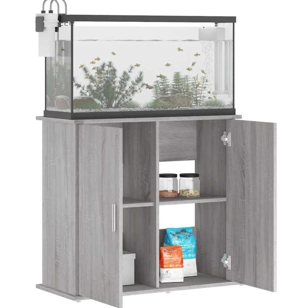 vidaXL Aquariumstandaard 81x36x73 cm bewerkt hout grijs sonoma eiken