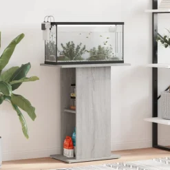 vidaXL Aquariumstandaard 60,5x36x72,5 cm bewerkt hout grijs sonoma