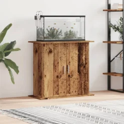 vidaXL Aquariumstandaard 81x36x73 cm bewerkt hout oud houtkleurig
