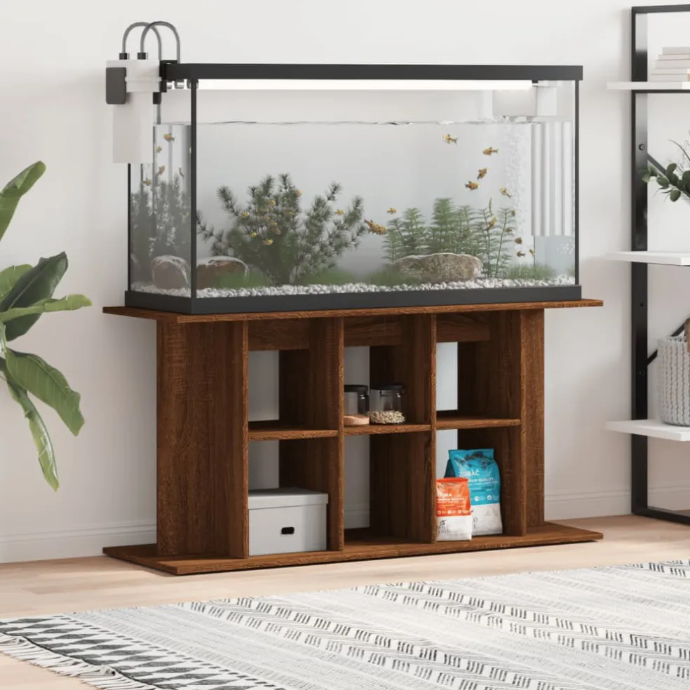 vidaXL Aquariumstandaard 120x40x60 cm bewerkt hout bruin eikenkleur