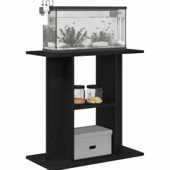 vidaXL Aquariumstandaard Zwart Eiken 60x30x60 cm Bewerkt Hout