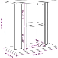 vidaXL Aquariumstandaard Zwart Eiken 60x30x60 cm Bewerkt Hout