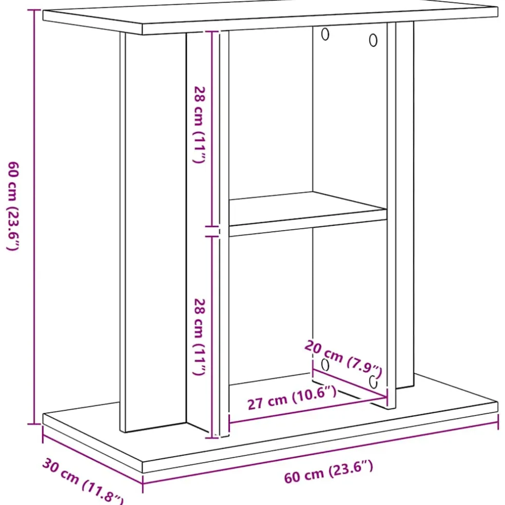 vidaXL Aquariumstandaard Zwart Eiken 60x30x60 cm Bewerkt Hout