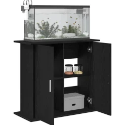 vidaXL Aquariumstandaard Zwart Eiken 81x36x73 cm Bewerkt Hout