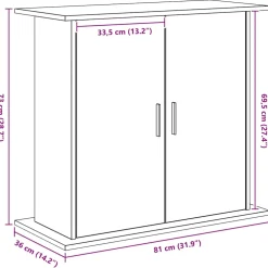 vidaXL Aquariumstandaard Zwart Eiken 81x36x73 cm Bewerkt Hout