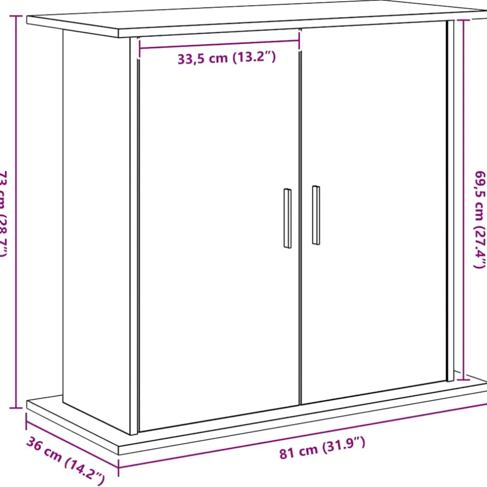 vidaXL Aquariumstandaard Zwart Eiken 81x36x73 cm Bewerkt Hout