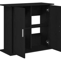 vidaXL Aquariumstandaard Zwart Eiken 81x36x73 cm Bewerkt Hout