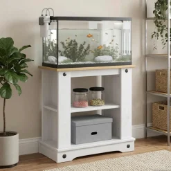 vidaXL Aquarium Stand CORONA Wit en Bruin 60 x 30 x 60 cm 150 kg