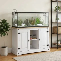 vidaXL Aquarium Stand CORONA Wit en Bruin 101,5 x 37 x 73 cm 300 kg