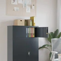 vidaXL Archiefkast 90x40x40 cm staal antracietkleurig