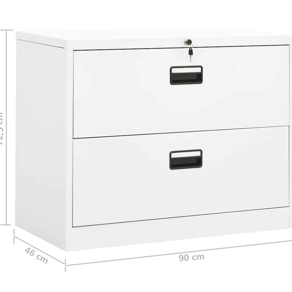 vidaXL Archiefkast 90x46x72,5 cm staal wit