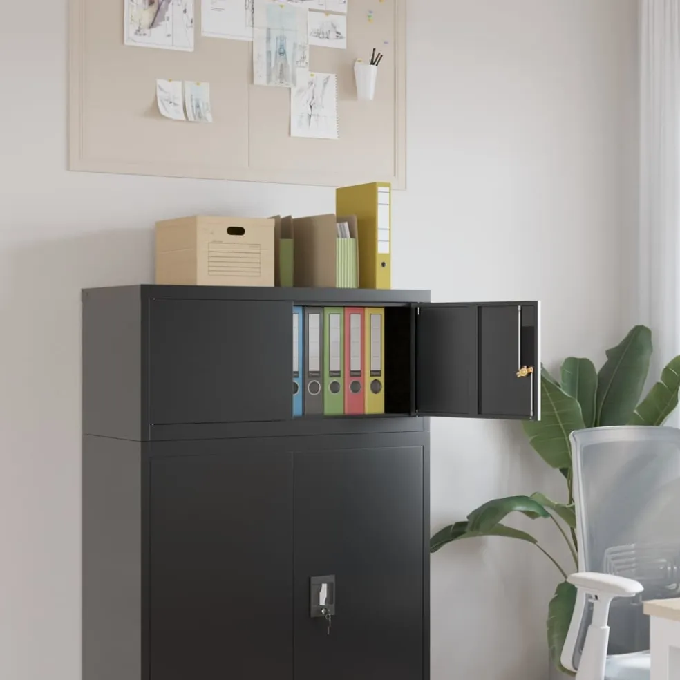 vidaXL Archiefkast 90x40x40 cm staal zwart