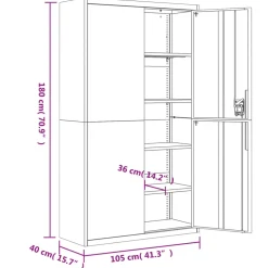 vidaXL Archiefkast 105x40x180 cm staal wit