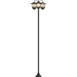 vidaXL 3-Armige Lantaarnpaal Zwart 16 x 16 x 187 cm Aluminium en ABS