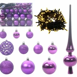 vidaXL Artificial Pre-lit Kerstboom met Ballenset Groen 150 cm