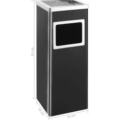 vidaXL Asbak/prullenbak 36 L staal zwart