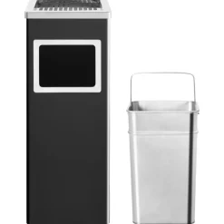 vidaXL Asbak/prullenbak 36 L staal zwart