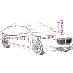 vidaXL Autohoes voor helft van de auto met haken M PEVA zilverkleurig
