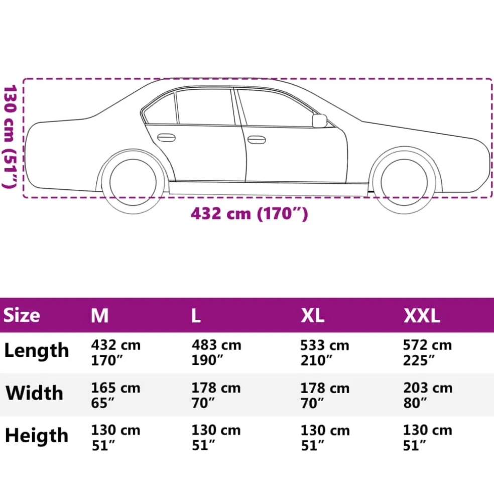 vidaXL Autohoes voor sedan met gespriemen M volledig zilverkleurig