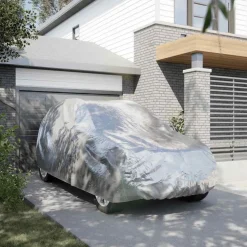 vidaXL Autohoes voor SUV met gespriemen M volledig zilverkleurig