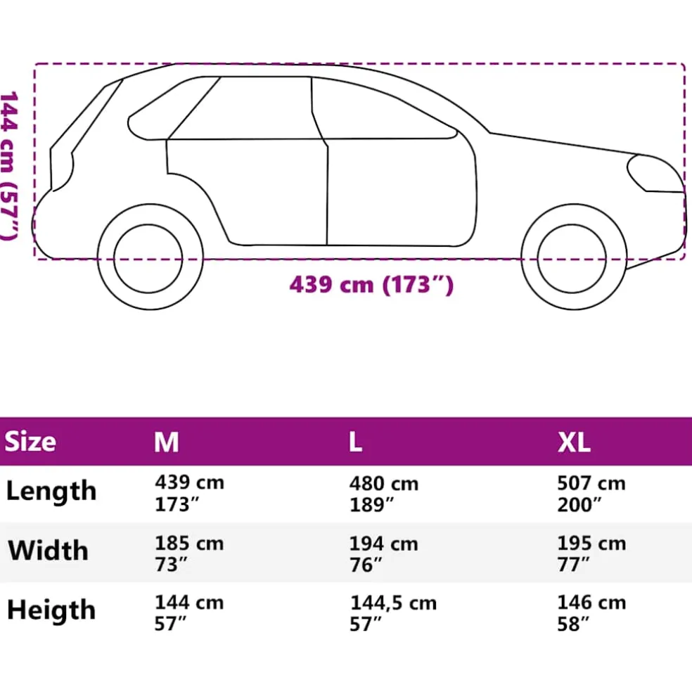 vidaXL Autohoes voor SUV met gespriemen M volledig zilverkleurig