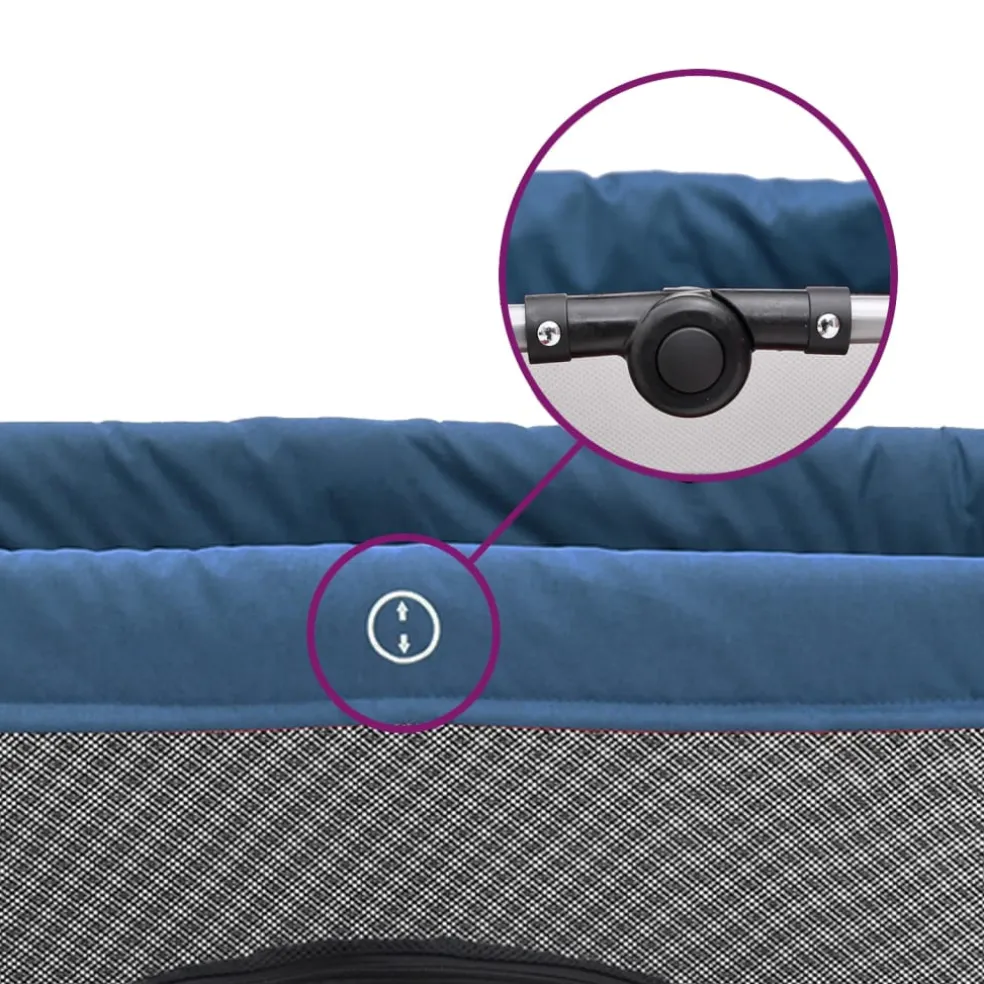 vidaXL Babybox met matras linnen marineblauw