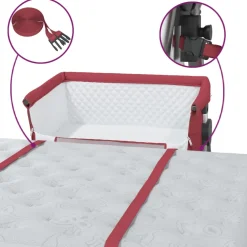 vidaXL Babybox met matras linnen rood