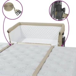 vidaXL Babybox met matras linnen taupe
