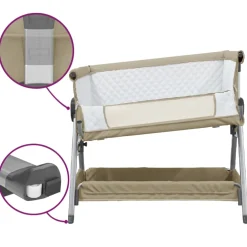 vidaXL Babybox met matras linnen taupe