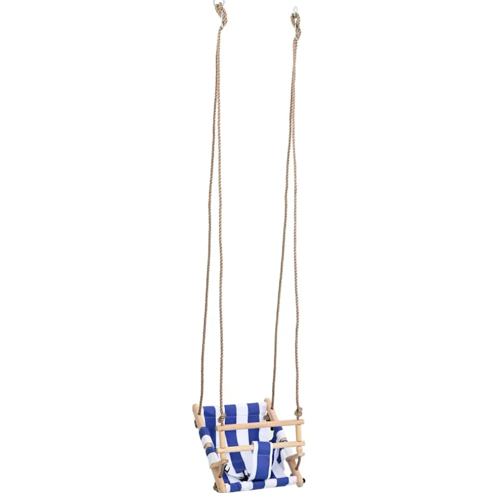 vidaXL Babyschommel met veiligheidsgordel katoen hout blauw