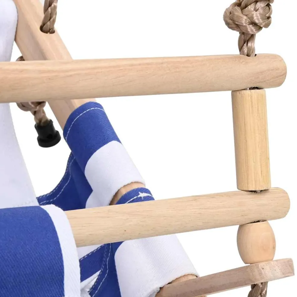 vidaXL Babyschommel met veiligheidsgordel katoen hout blauw