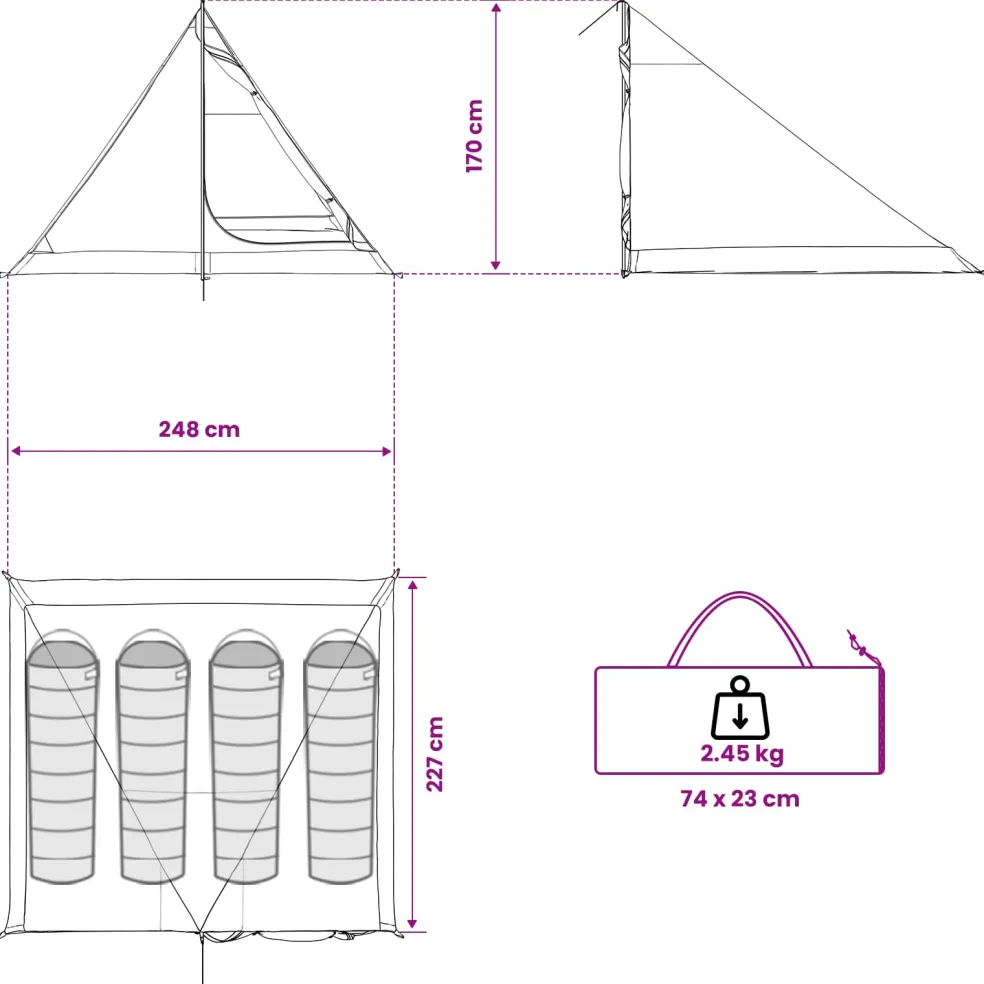 vidaXL Backpacking Tent 4-persoons Bruin en Grijs
