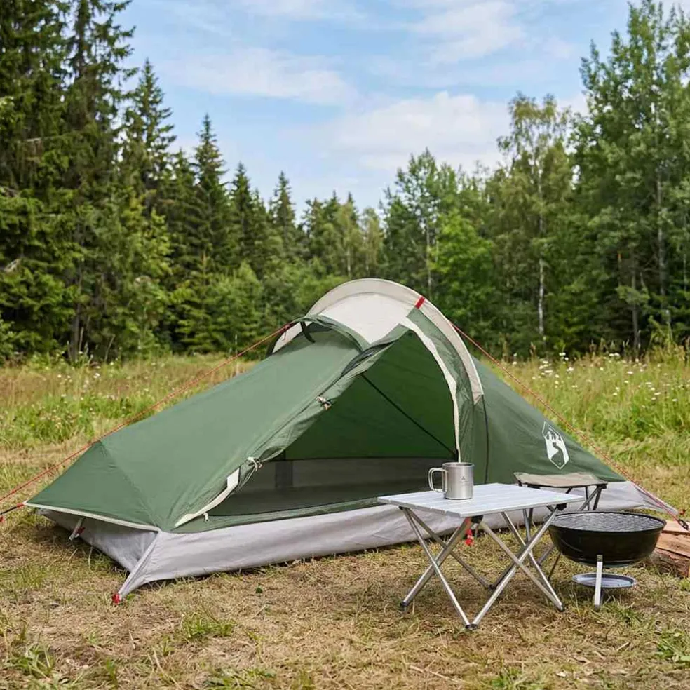 vidaXL Backpacking Tent 2-persoons Groen 185T Polyester met PU Coating