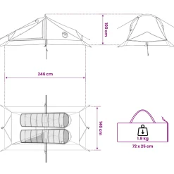 vidaXL Backpacking Tent 2-persoons Bruin en Grijs