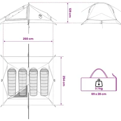 vidaXL Backpacking Tent 4-persoons Groen 185T Polyester met PU Coating