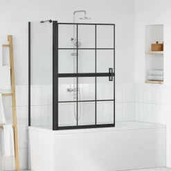 vidaXL Bad Douchescreen Zwart en transparant 80 x 68 x 128 cm