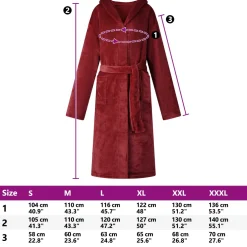 vidaXL Badjas Hoodie Bordeaux Rood S Flanel