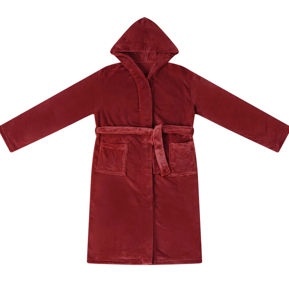 vidaXL Badjas Hoodie Bordeaux Rood S Flanel