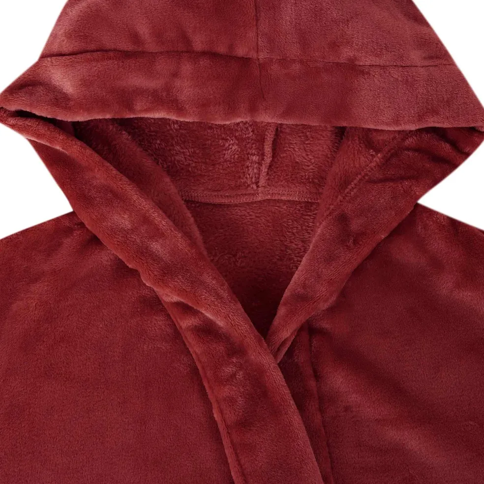 vidaXL Badjas Hoodie Bordeaux Rood S Flanel